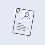 A resume line drawing featuring an outline of a person